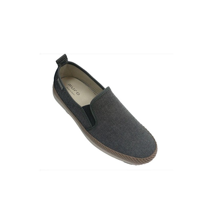 Men Shoes Muro | Heather Fabric Man Heeled Edging Hemp Muro In Gray Model I9919