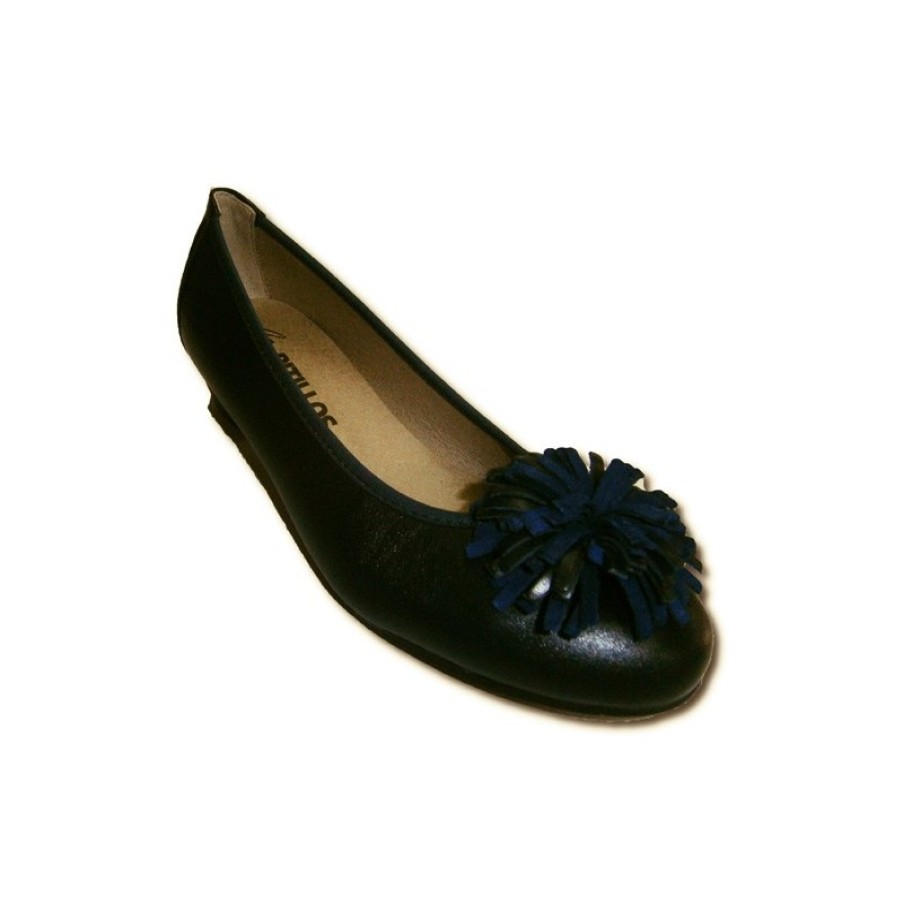 Women Slippers Pitillos | Manoletina With A Little Bow Embellishment Heel Pitillos In Navy Blue Model 870