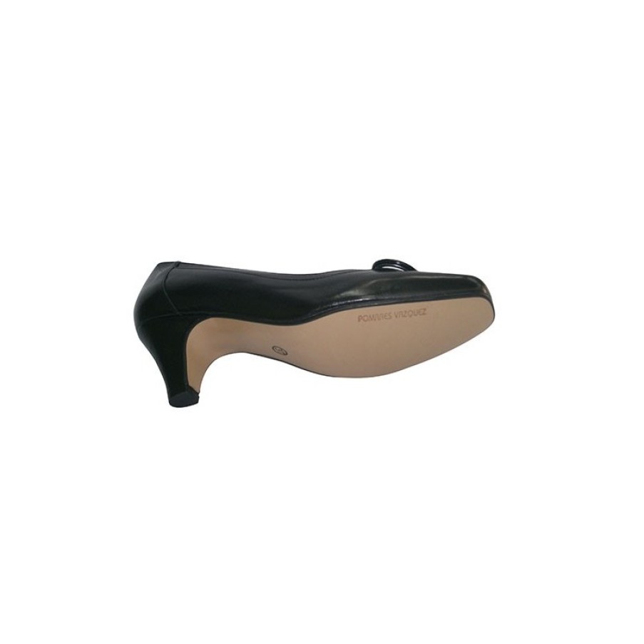 Women Slippers Pomares Vazquez | Medium Heel Shoe With Square Motif Pomares Vazquez In Black Model 4842