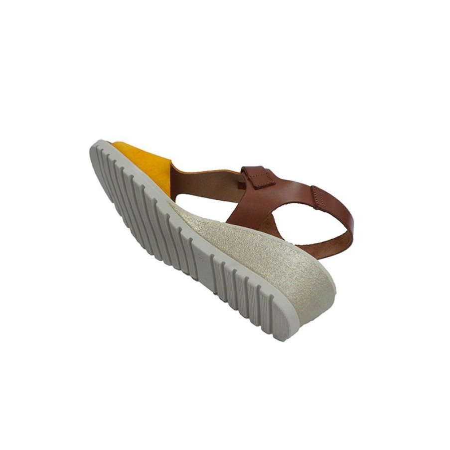 Women Slippers Rodri | Women'S Sandal Combined Yellow And Leather Rodri In Yellow Model 7560