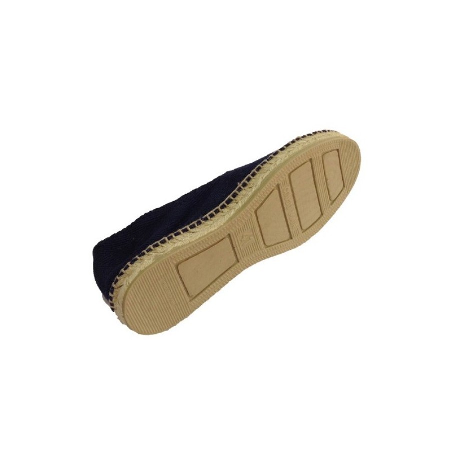 Women Slippers Made in Spain | Hemp Sandals Herringbone Fabric And Rubber Sole Below Made In Spain In Navy Blue Model 200