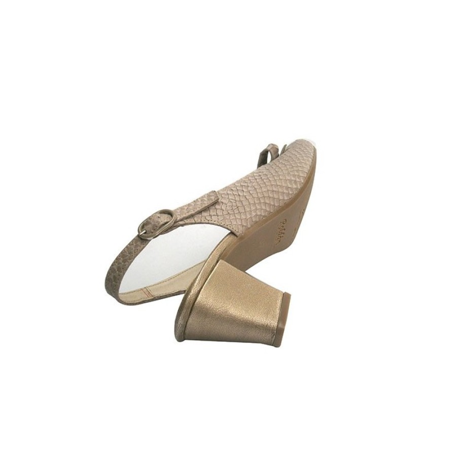 Women Slippers Roldán | Peep Back Heel Combined With Nubuck Roldan In Mink Model 2956