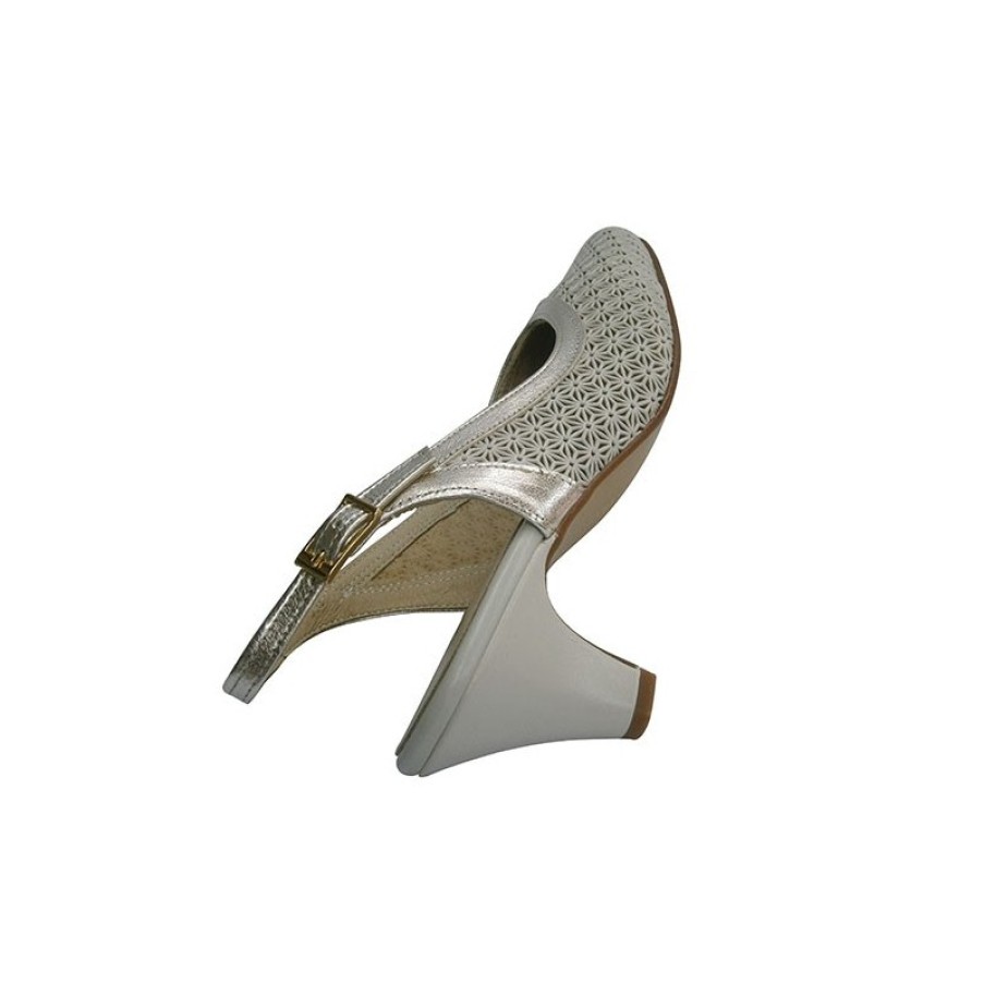 Women Slippers Pomares Vazquez | Open Back Shoe Woman Shoe Flange Simulates Draft Champagne Pomares Vazquez In Beig Model 807