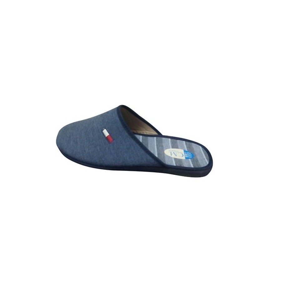 Men Shoes Calzamur | Women Flip Flops Closed Toe With Embroidery On The Side Calzamur In Blue Model 47941