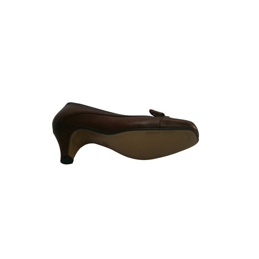 Women Slippers Pomares Vazquez | Medium Heel Shoes With Bow On The Vamp Pomares Vazquez In Medium Brown Model 4842