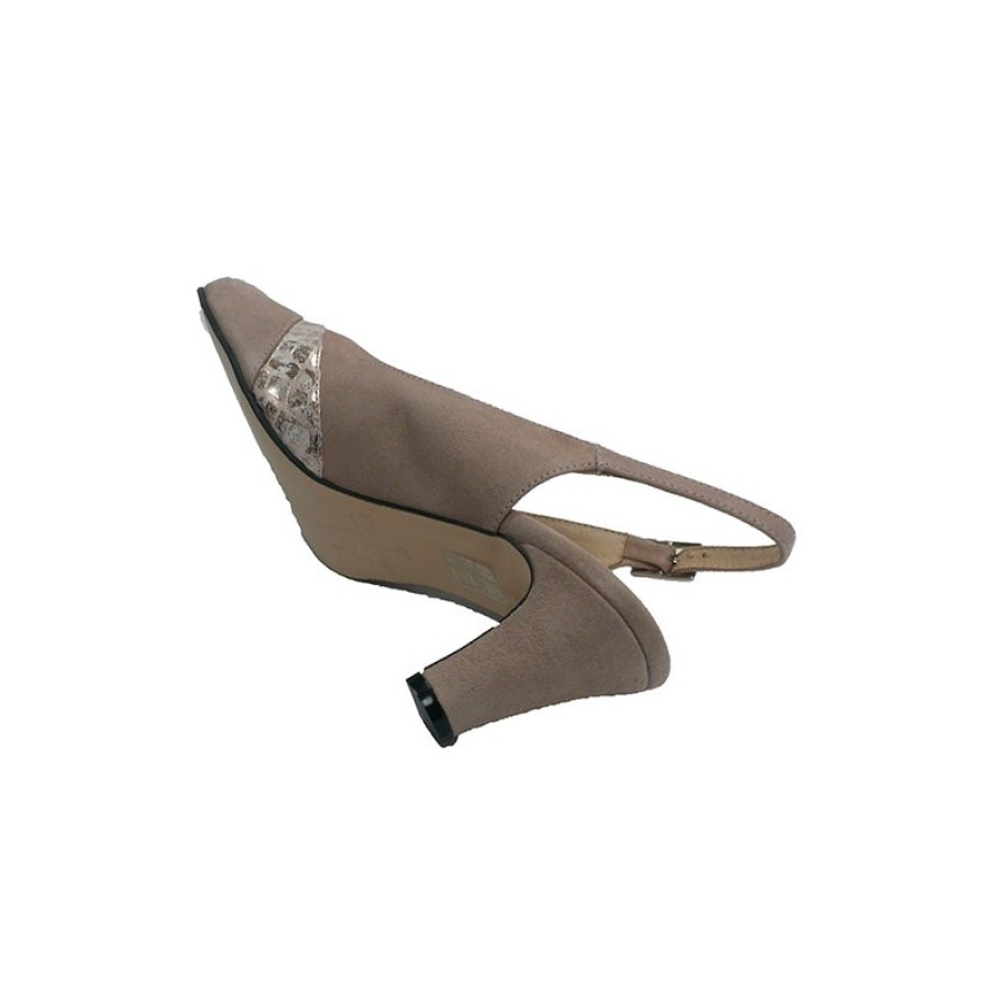 Women Slippers Trebede | Woman Dress Shoe Open Behind Trebede In Taupe Model 4447