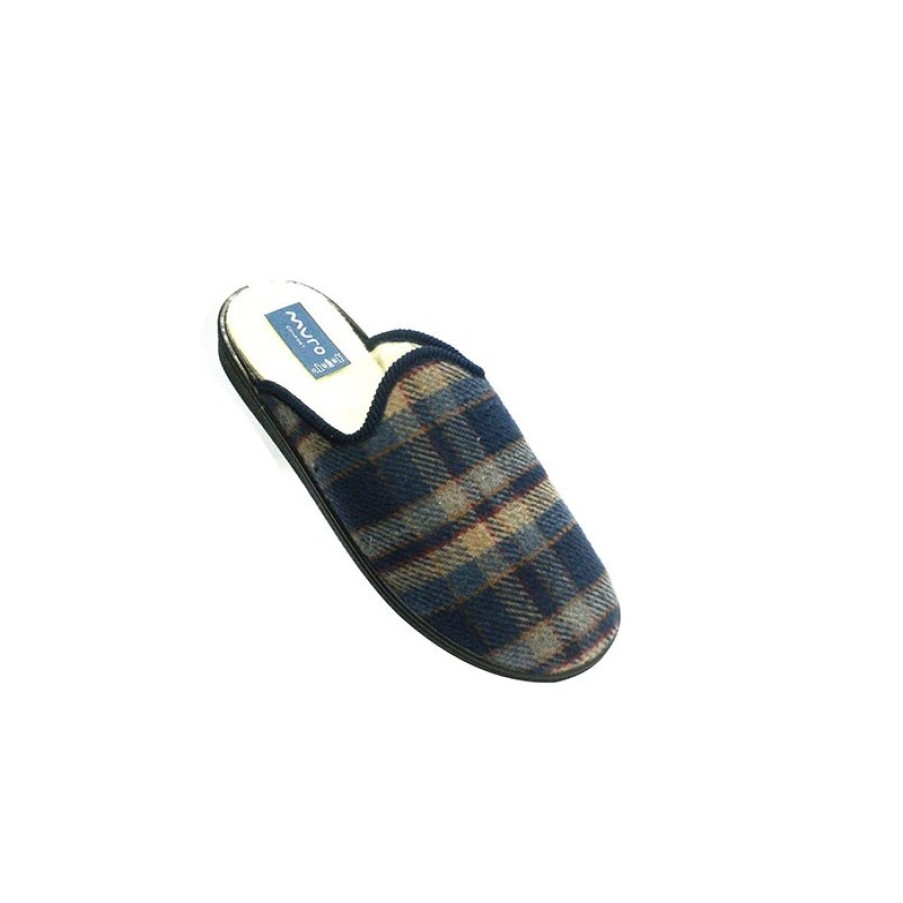 Men Shoes Muro | Thongs Cloth Paintings Rubber Sole Sheepskin Inside Muro In Navy Blue Model 5003