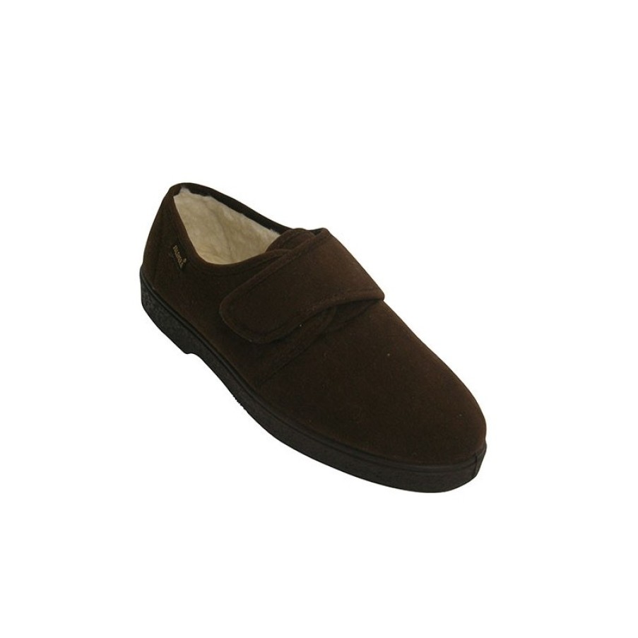 Men Shoes Salemera | Suede Shoes With Velcro Very Comfortable Sheepskin Lining Salemera In Brown Model 2000