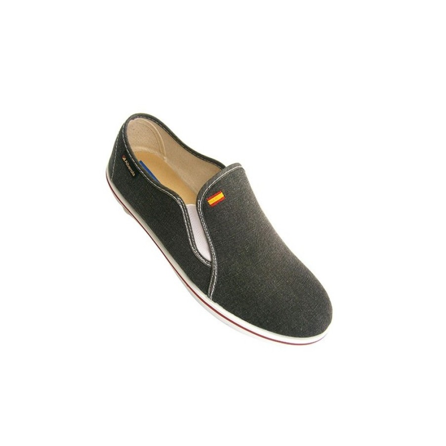 Men Shoes Alberola | Man Canvas Shoe With Rubber On The Sides Alberola In Black Model 80032001