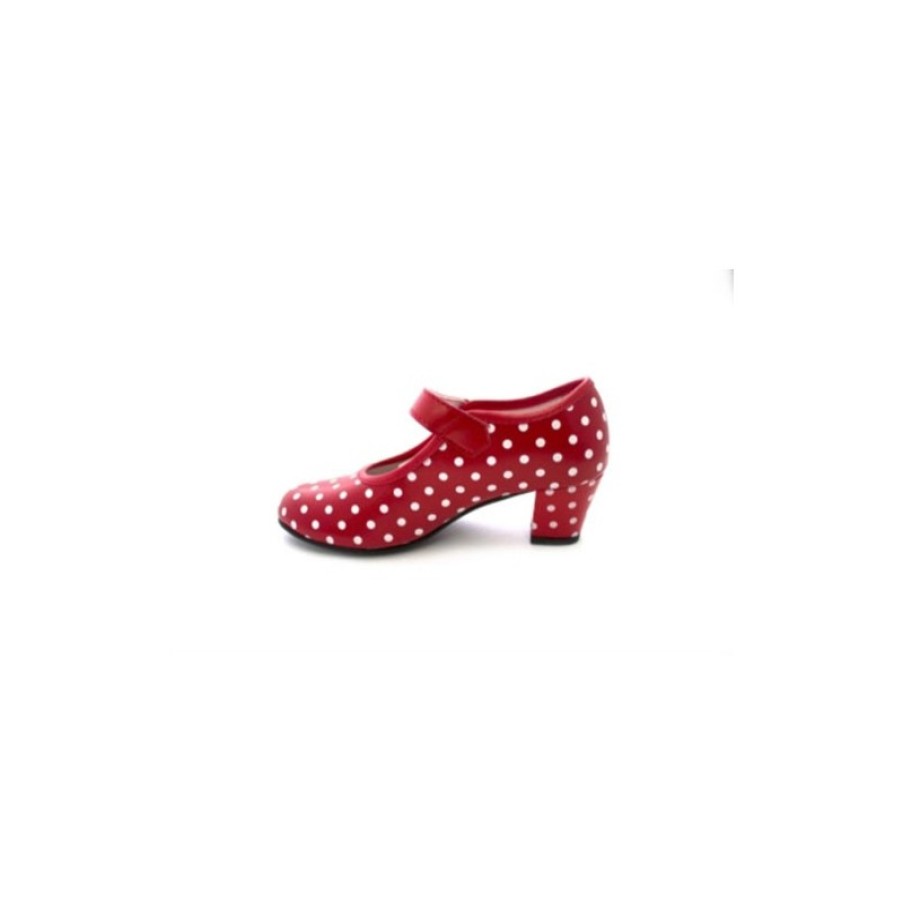 Women Slippers Danka | Seville Flamenco Dancing Shoe White Polka Dots For Girls Or Women Danka In Red Model