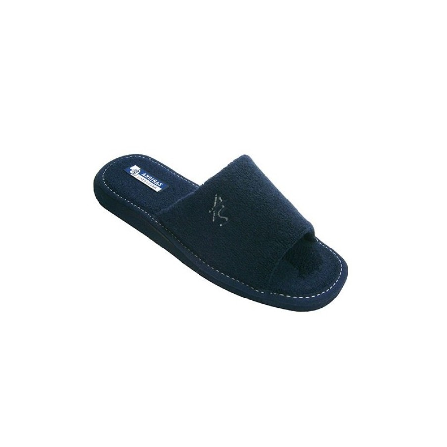 Men Shoes Andinas | Open Toe Slippers Gentleman Towel Andinas In Navy Blue Model 56