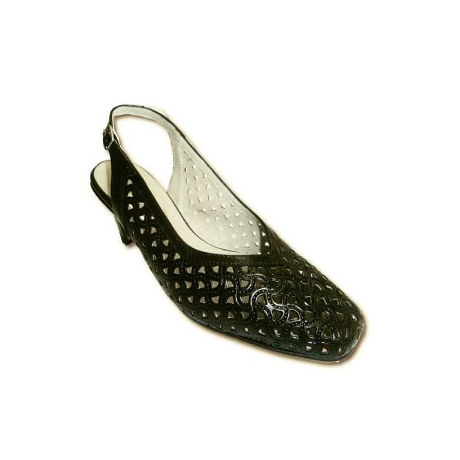 Women Slippers Pomares Vazquez | Open Back Shoes Black Openwork Wide Pomares Vazquez In Black Model 369