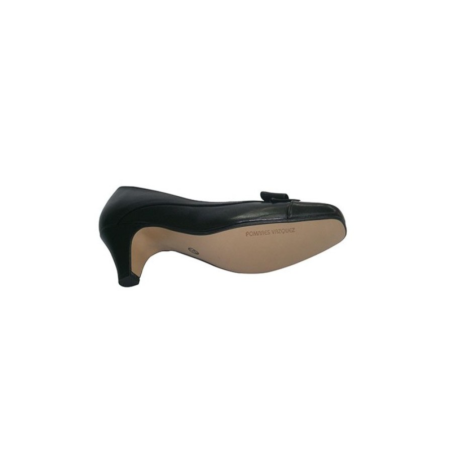 Women Slippers Pomares Vazquez | Medium Heel Shoes With Bow On The Vamp Pomares Vazquez In Black Model 4955